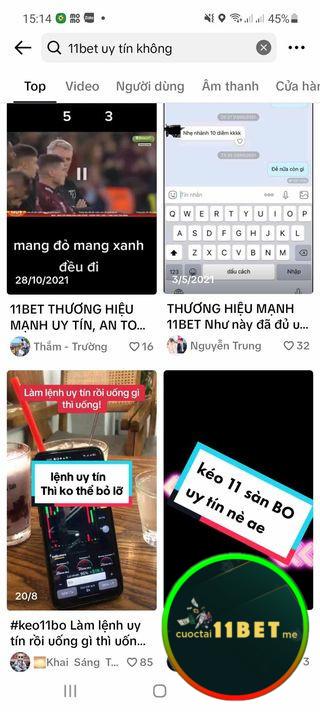 Tìm kiếm 11bet uy tín trên nền tảng Tik Tok